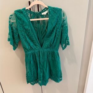 Elegant Green Lace Women Romper